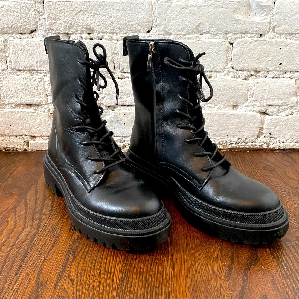 Maguire Belluno Black Leather Combat Boots